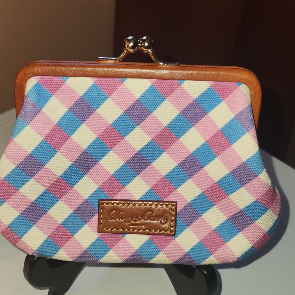 Dooney & Bourke Plaid Kisslock Pink, Blue, White